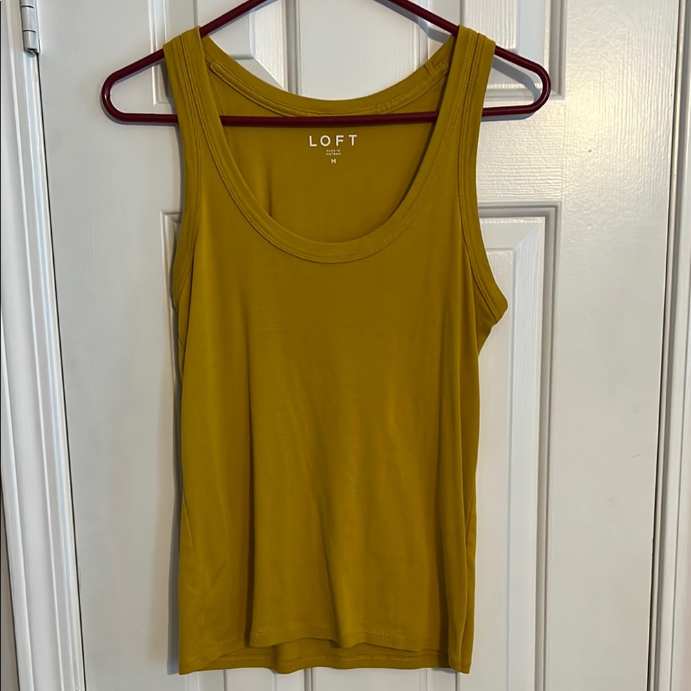 LOFT Yellow Fitted Sleeveless Tank Top